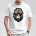 サングラスをかけたクールなゴリラグラフィックアート 長袖tシャツ Tシャツ 面白い贈り物