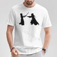 シルエット 剣道 合気道 日本 武道 剣闘士 扇子 Tシャツ 面白い贈り物