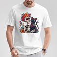 スケルトン ハグ 猫 シュガー スカル Día Los Muertos ハロウィン Tシャツ 面白い贈り物