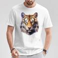 タイガー アニマル プリント グラフィック デッサン アートワーク フェイス トラ Tシャツ 面白い贈り物