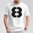 タイポグラフィ 太字 ステンシル 8番 数字 8 Tシャツ 面白い贈り物