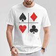ダイヤモンド スペード ハーツ クラブ トランプスーツ ポーカー Tシャツ 面白い贈り物
