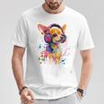 チワワの恋人 ポップアート ヘッドフォンを着て おもしろい チワワ 長袖tシャツ Tシャツ 面白い贈り物