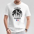 ティニュ フランス アルプス スキー場 アルペンスキー フランス国旗 Tシャツ 面白い贈り物