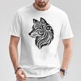 トライバルウルフ ポリネシア部族 マオリ柄 オオカミ Tシャツ 面白い贈り物