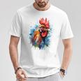 ニワトリ 動物 絵画 グラフィック 抽象 カラフル チキン Tシャツ 面白い贈り物