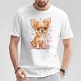 ハートに囲まれた愛らしいチワワ Tシャツ 面白い贈り物
