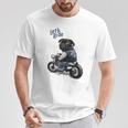 バイクに乗る面白いパグ犬レッツライド Tシャツ 面白い贈り物