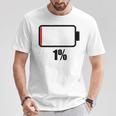 バッテリー1 1残り バッテリー切れtシャツバッテリー低 Tシャツ 面白い贈り物