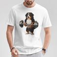 バーニーズマウンテンドッグ ウェイトリフティング フィットネスジム Tシャツ 面白い贈り物