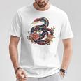 パイソン 蛇 フローラルボール パイソン タトゥーフラワー 蛇好き Tシャツ 面白い贈り物