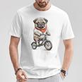 パグ いぬ イラスト パグ好き 犬好き 自転車 かわいい おもしろ レトロ かっこいい Tシャツ 面白い贈り物