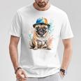 パグ、スナップバック キャップ、犬、カラフル、面白い、動物プリント Tシャツ 面白い贈り物