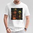 ビッグフットエイリアン 面白い ハロウィン トリック ドア カメラビュー 長袖tシャツ Tシャツ 面白い贈り物