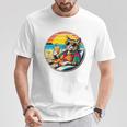 ビーチでドリンクを飲みながらリラックスできるレトロなヴィンテージクールな猫 長袖tシャツ Tシャツ 面白い贈り物