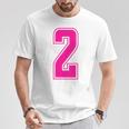 ピンク色背番号 2 チーム短大スポーツピンク色背番号付きユニフォーム Tシャツ 面白い贈り物