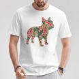 フレンチ ブルドッグ フラワー フローラル フレンチ ドッグ シルエット 犬 ペット Tシャツ 面白い贈り物