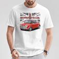 ブリティッシュクラシックカー レッドミニスポーツカー Tシャツ 面白い贈り物