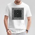 ホワイトブラックバンダナプリントtシャツ ペイズリー柄 Tシャツ 面白い贈り物