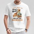 ボルゾイ・ドッグ・ブリード本を読んでボルゾイを撫でたいだけ Tシャツ 面白い贈り物