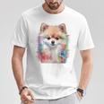 ポメラニアン 抽象画 グラフィック 絵画 動物 ポメラニアン Tシャツ 面白い贈り物
