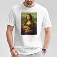 モナ・リザとオレンジ色の猫 面白いアートの絵 Tシャツ 面白い贈り物