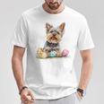 ヨーキー ヨークシャーテリア 犬種 ハッピーイースター メンズ レディース Tシャツ 面白い贈り物