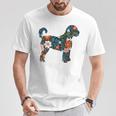 ラブラドゥードルやゴールデンドゥードルのママのためのフローラルドッグシルエット Tシャツ 面白い贈り物