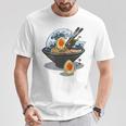 ラーメン 海 波 寝ぼける たまご Tシャツ 面白い贈り物
