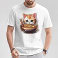 ラーメンを食べている子猫 Tシャツ 面白い贈り物