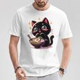 ラーメン猫かわいいアニメ猫ラーメン愛好家甘い Tシャツ 面白い贈り物