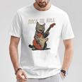 ロックンロール ギター 猫 ビンテージ Rock ギタリスト 猫 長袖tシャツ Tシャツ 面白い贈り物