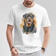 ロットワイラー 犬 モチーフ ペット アートワーク カラフル ロットワイラー Tシャツ 面白い贈り物