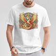 不死鳥 火の鳥 フェニックス イラスト バックプリント Tシャツ 面白い贈り物