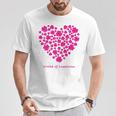 世界中の幸せを願う 可愛い ハート ピンク クローバー 反戦 平和 バックプリント Tシャツ 面白い贈り物