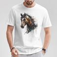 乗馬アート アニマルプリント 馬モチーフ 馬 Tシャツ 面白い贈り物
