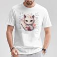 バックプリント 侍 猫戦士 日本人 忍者 キティ カワイイ Tシャツ 面白い贈り物