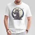 古代忍者猫 日本の子猫 刀猫 サムライキャット Tシャツ 面白い贈り物
