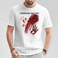 問題解決 血まみれのシャツ 血まみれのホラー Tシャツ 面白い贈り物