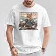 寿司好き ヴィンテージ 子猫 伝統 日本の芸術 猫 長袖tシャツ Tシャツ 面白い贈り物
