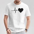 心電図のパターン ハートカラー ブラック Tシャツ 面白い贈り物