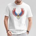 愛国的なアメリカ国旗イーグル 7月4日 バックプリント アメリカン Tシャツ 面白い贈り物
