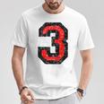 数字 3 ヴィンテージブラック&レッド Tシャツ 面白い贈り物