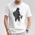 斧と盾を持った熊 中世の熊 バイキング Tシャツ 面白い贈り物