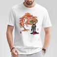 日本 浮世絵 京都 嵯峨 紅葉 和傘 美人 着物 Tシャツ 面白い贈り物