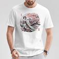 日本 浮世絵 京都 祇園甲部 五花街 桜 舞妓 着物 バックプリント Tシャツ 面白い贈り物