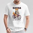 柴犬 いぬ イラスト 柴犬好き 犬好き 自転車 かわいい おもしろ レトロ Ride For Life's Joy 長袖tシャツ Tシャツ 面白い贈り物