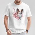 桜 水彩パピヨン Tシャツ 面白い贈り物