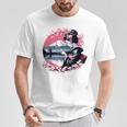 桜 さくら 芸者 富士山 日本のグラフィック Tシャツ 面白い贈り物