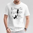 楽譜で遊ぶ面白い猫 Tシャツ 面白い贈り物